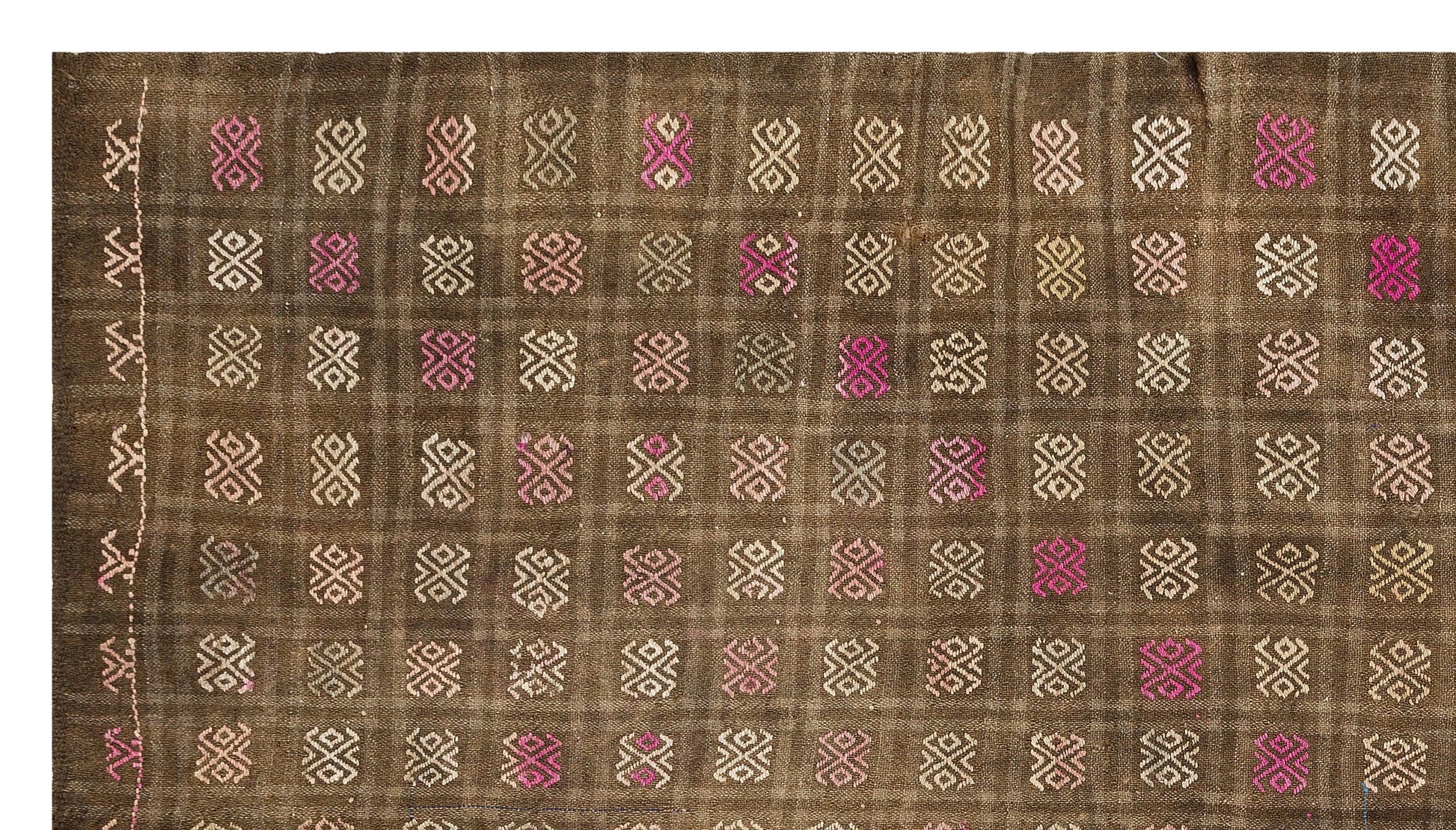 Bej Krem Anadolu Bohem Geometrik Yün Halı 162x300 - Özel Seri