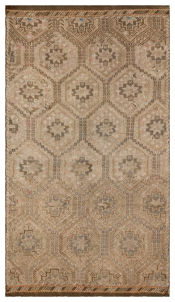 Bej Gri Anadolu Bohem Geometrik Yün Halı 170x291 - Özel Seri