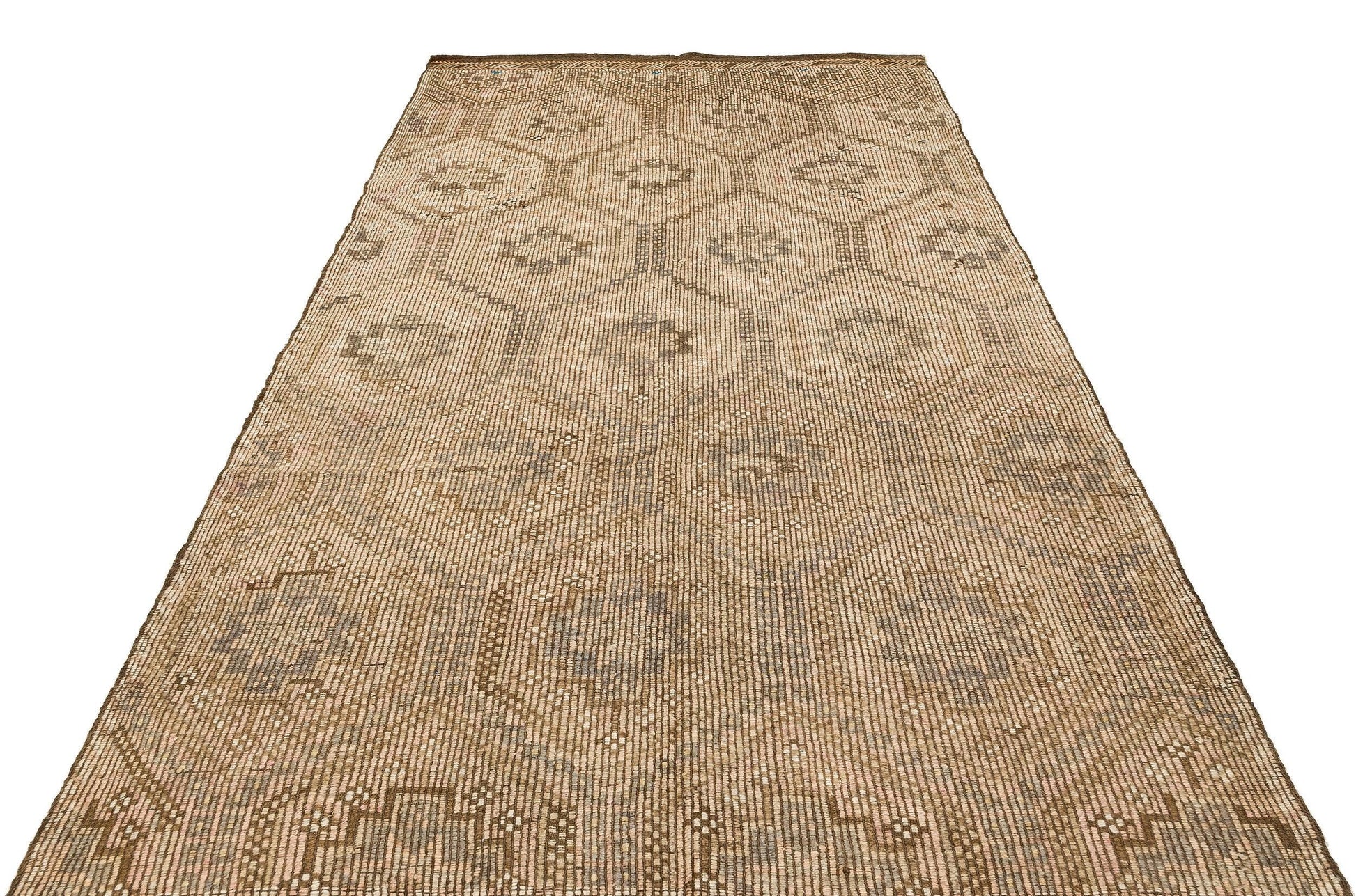 Bej Gri Anadolu Bohem Geometrik Yün Halı 170x291 - Özel Seri