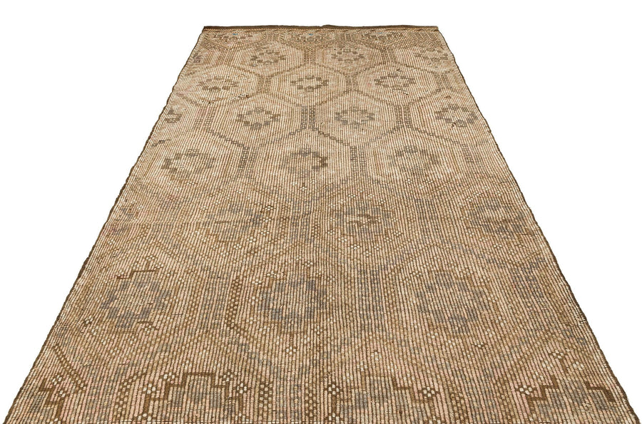 Bej Gri Anadolu Bohem Geometrik Yün Halı 170x291 - Özel Seri