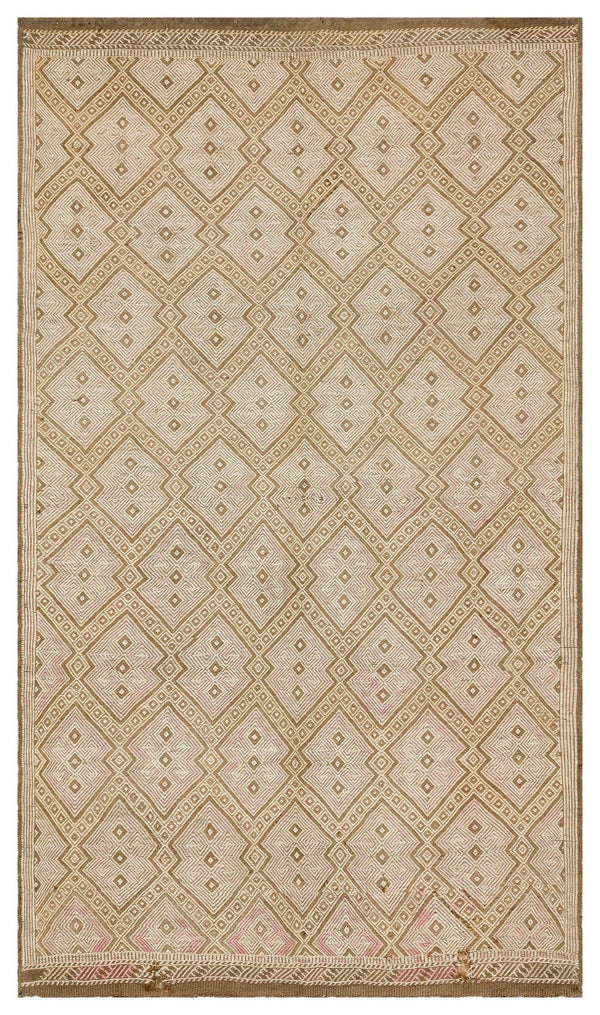 Bej Krem Anadolu Bohem Geometrik Yün Halı 170x297 - Özel Seri