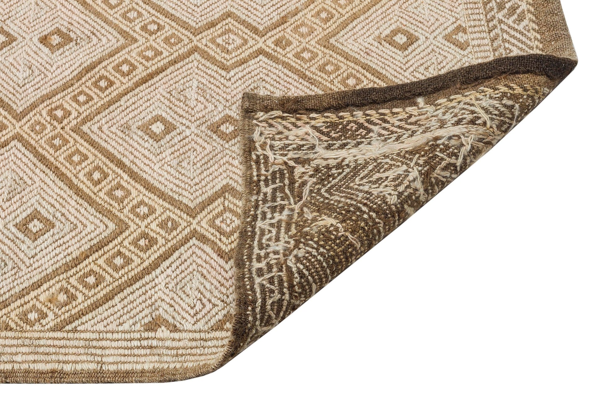 Bej Krem Anadolu Bohem Geometrik Yün Halı 170x297 - Özel Seri