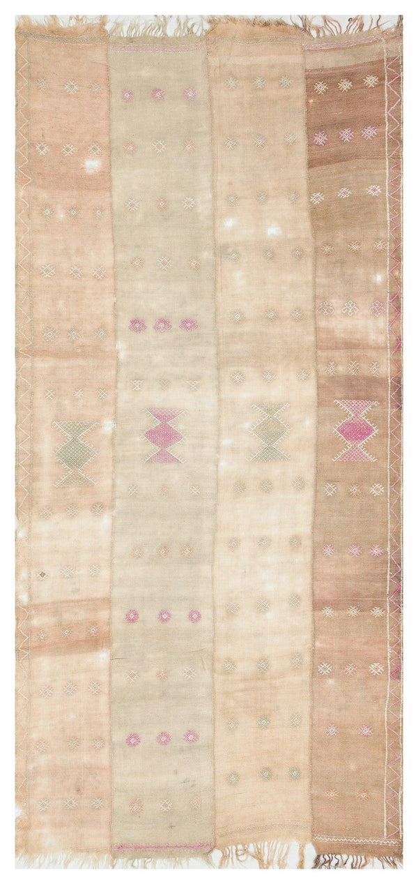 Bej Anadolu Geometrik Yün Halı 134x294 - Özel Seri