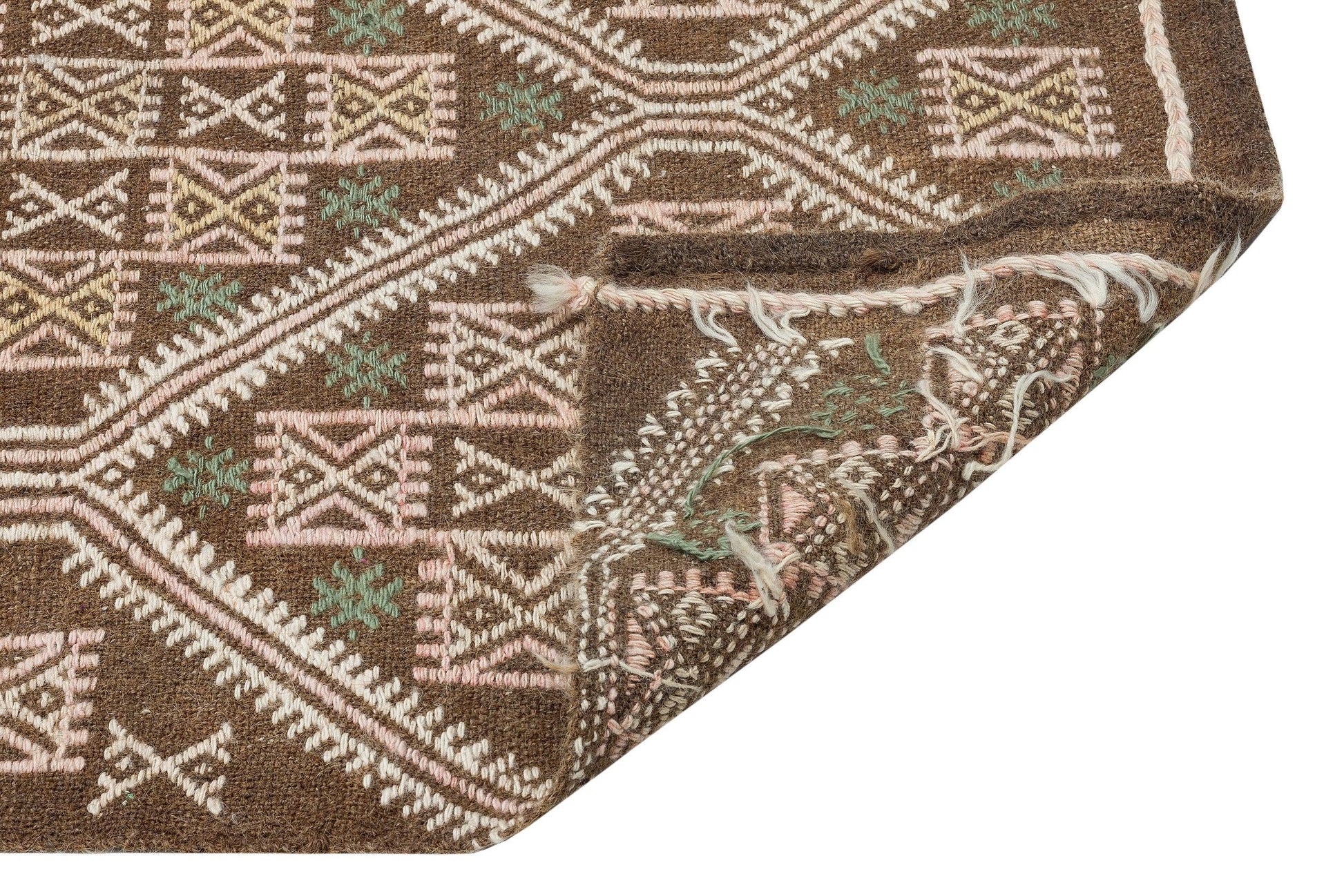 Hardal Krem Anadolu Bohem Geometrik Yün Halı 145x255 - Özel Seri