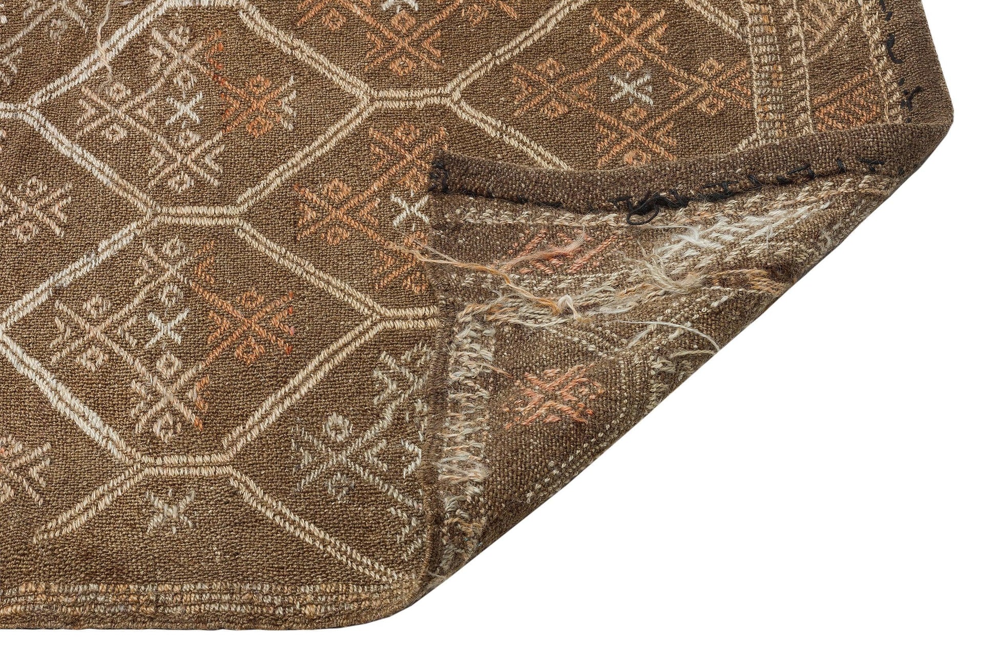 Bej Kiremit Anadolu Bohem Geometrik Yün Halı 182x332 - Özel Seri