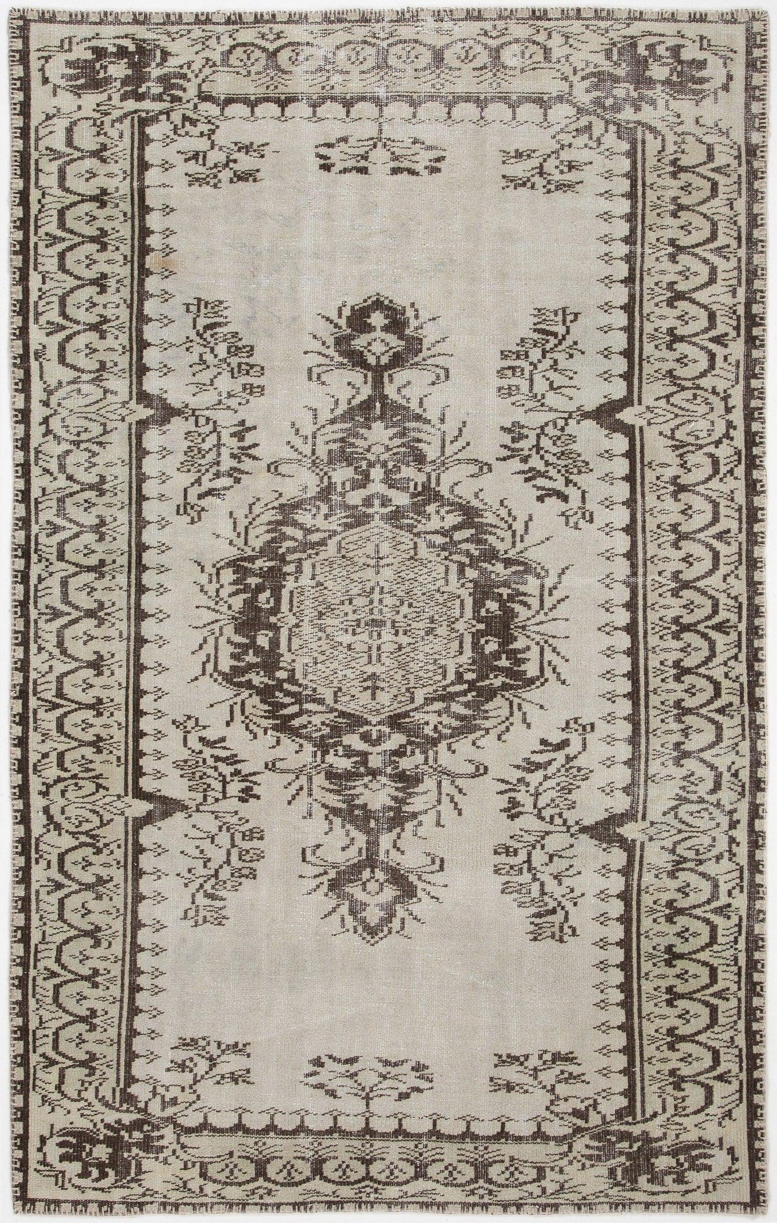 Bej Anadolu Eskitme Geometrik Yün Halı 156x246 - Özel Seri