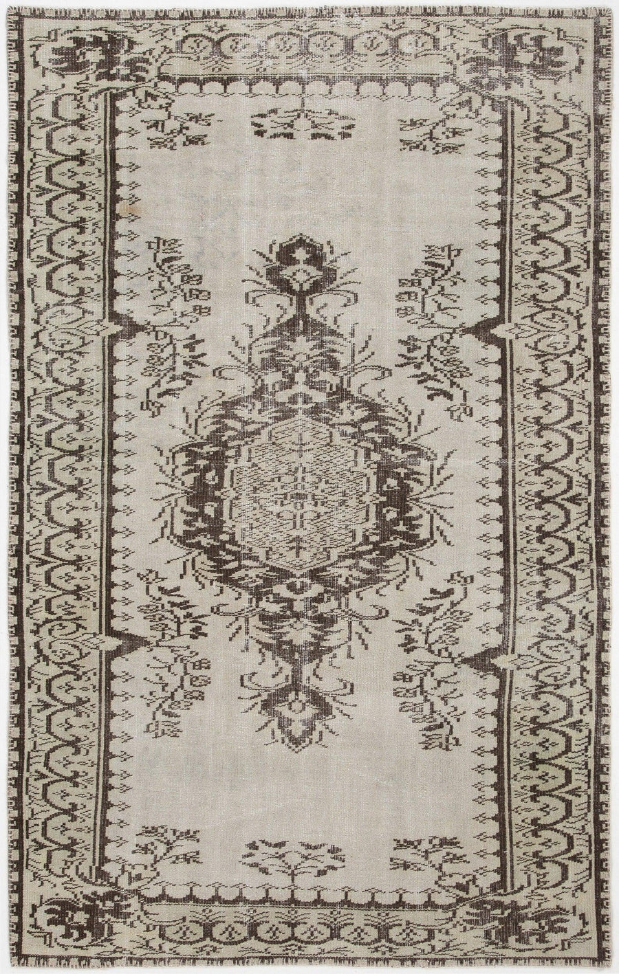 Bej Anadolu Eskitme Geometrik Yün Halı 156x246 - Özel Seri