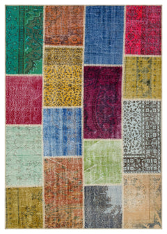 Iskece Bej Patchwork Yün El Dokuma Halısı 160 x 230 Apex Unique