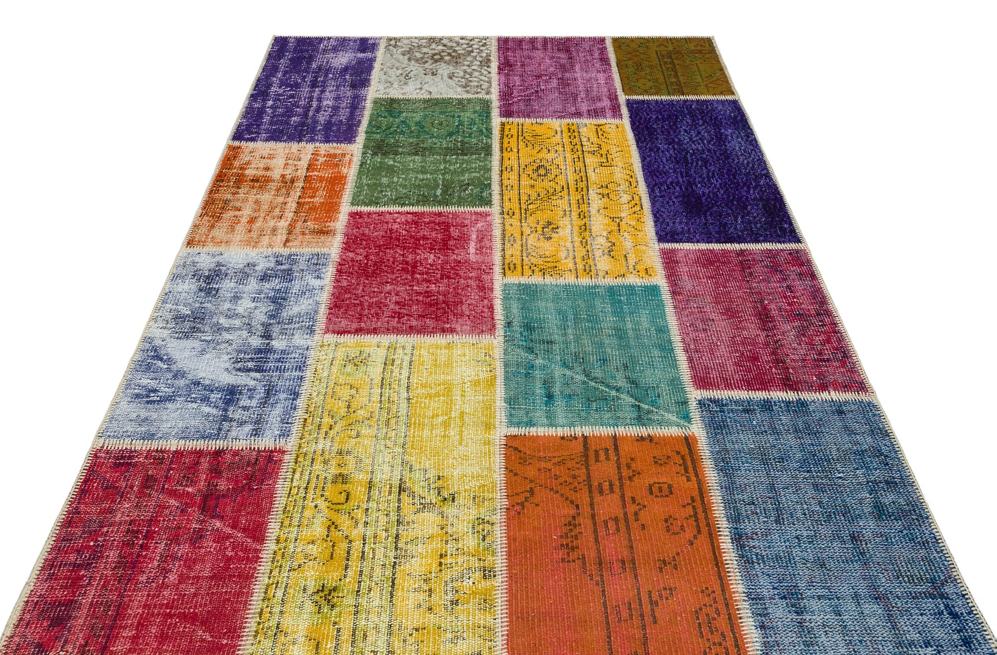 Iskece Bej Patchwork Yün El Dokuma Halısı 160 x 229 Apex Unique