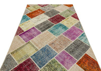 Kırmızı Turuncu Eskitme Patchwork Salon Halısı