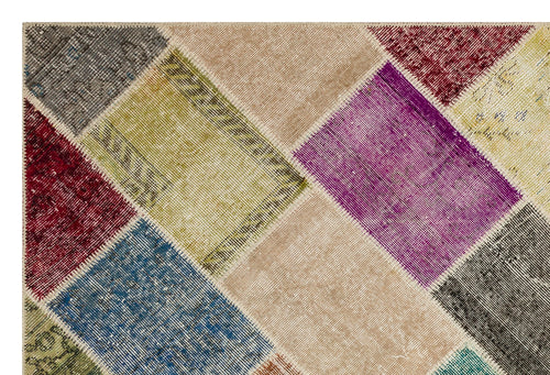 Iskece Bej Patchwork Yün El Dokuma Halısı 153 x 227 Apex Unique