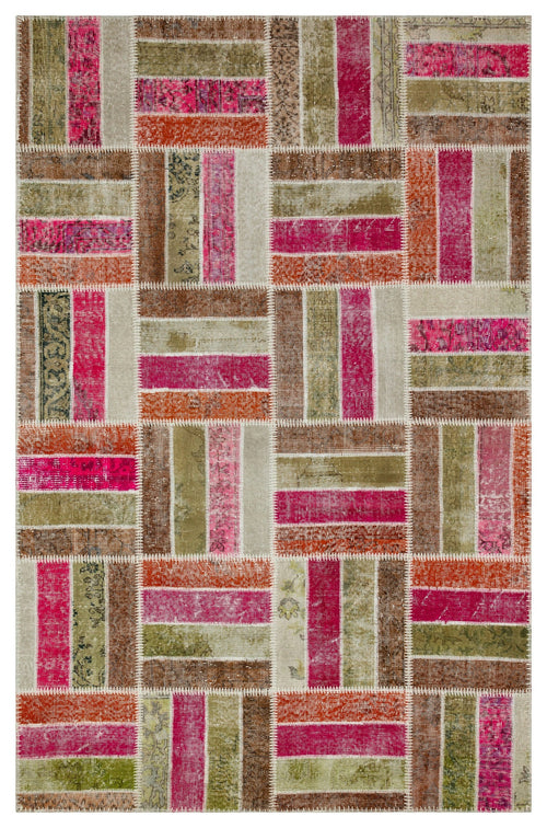 Iskece Bej Patchwork Yün El Dokuma Halısı 160 x 248 Apex Unique