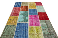 Bunter Patchwork Teppich aus Wolle, handgeknüpft 161x230 cm