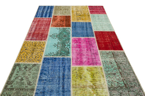 Iskece Bej Patchwork Yün El Dokuma Halısı 161 x 230 Apex Unique