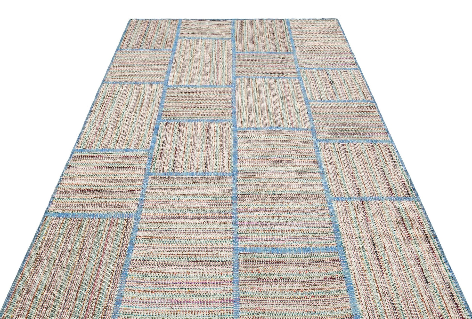 Bej Bohem Geometrik Yün Halı 157x233