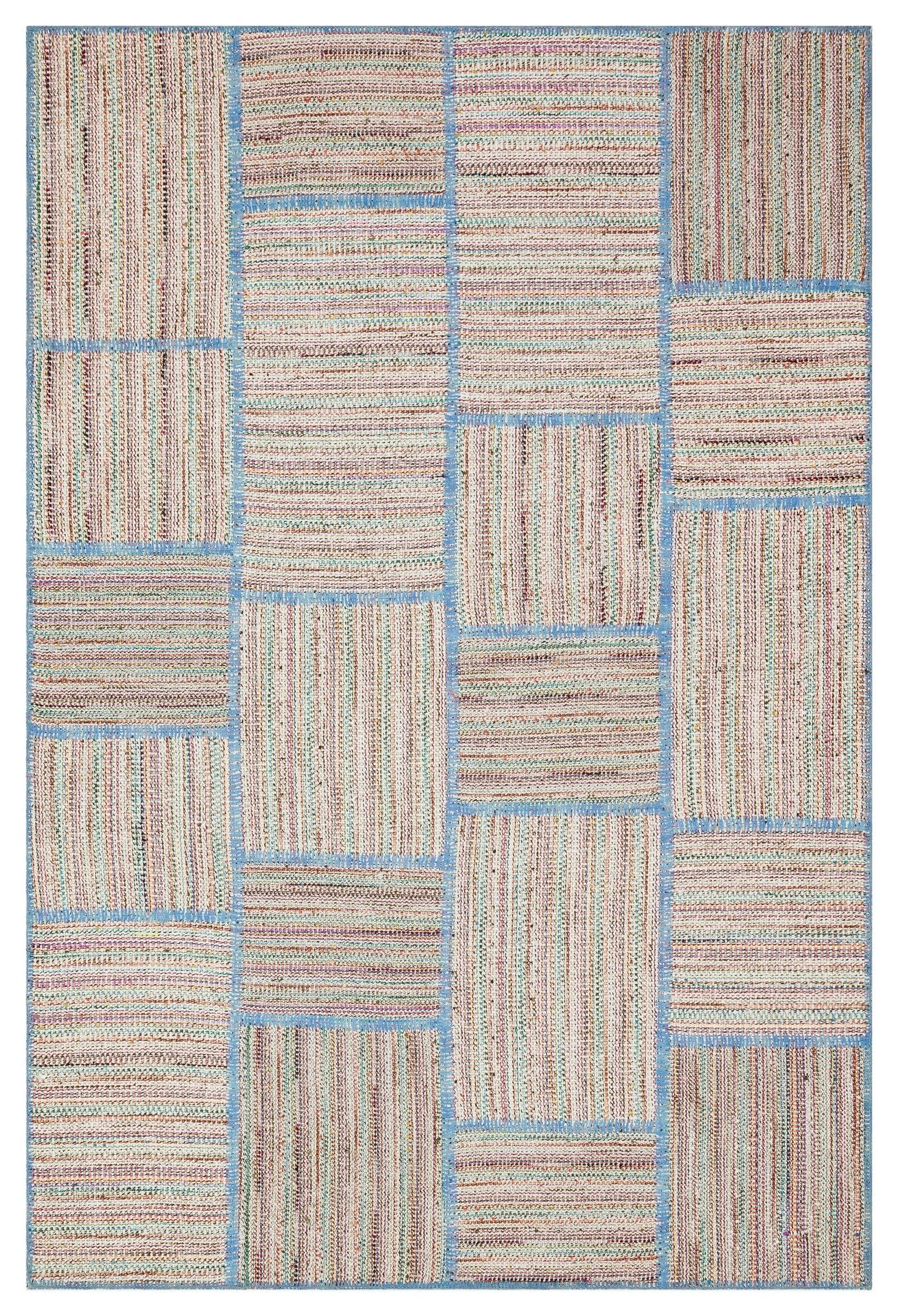Bej Bohem Geometrik Yün Halı 157x233