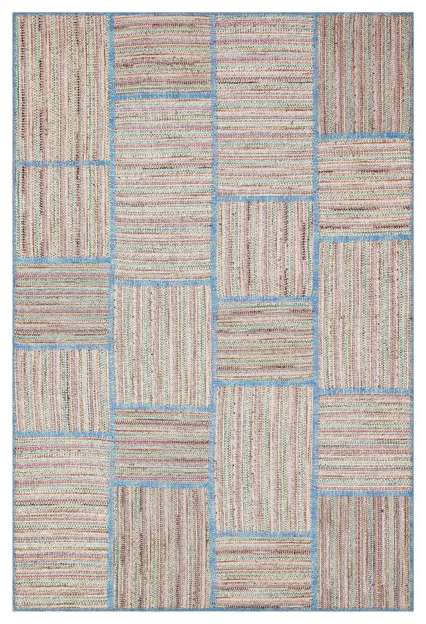 Bej Bohem Geometrik Yün Halı 157x233