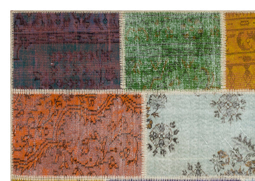 Iskece Bej Patchwork Yün El Dokuma Halısı 160 x 227 Apex Unique