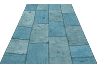 Blauer Patchwork Teppich mit geometrischem Muster 155x217 cm