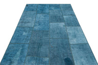 Modern Mavi Desensiz Patchwork El Dokuma Halı 157x220 cm 36933