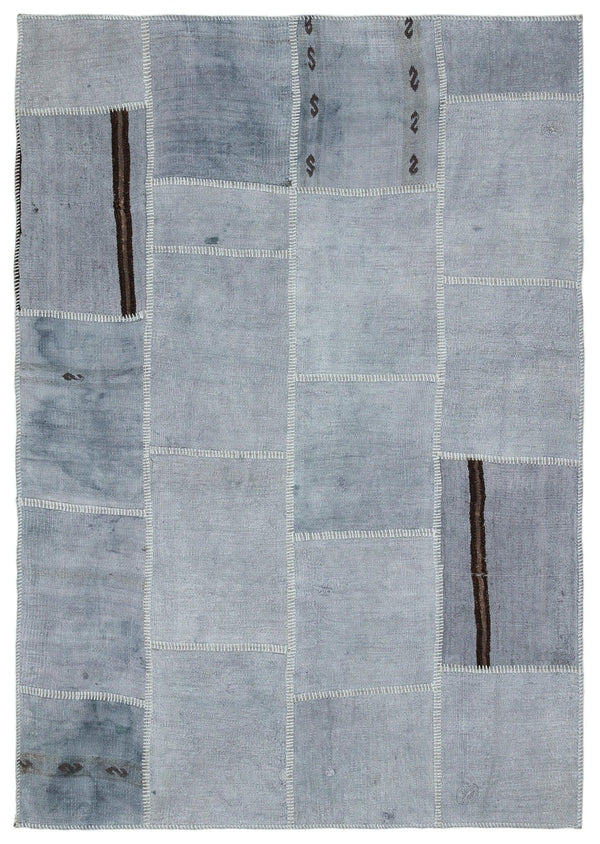 Mavi Anadolu Eskitme Geometrik Yün Halı 161x230 - Özel Seri