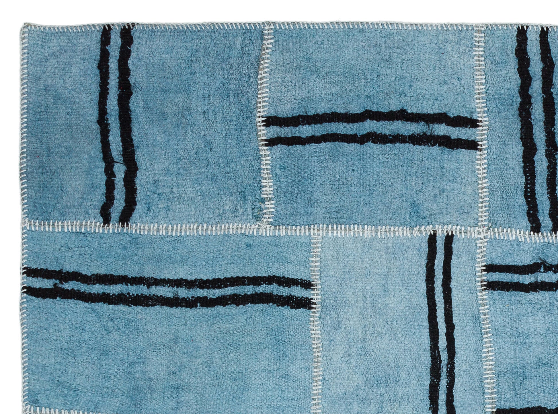 Teselya Turkuaz Patchwork Yün El Dokuma Halısı 159 x 216 Apex Unique