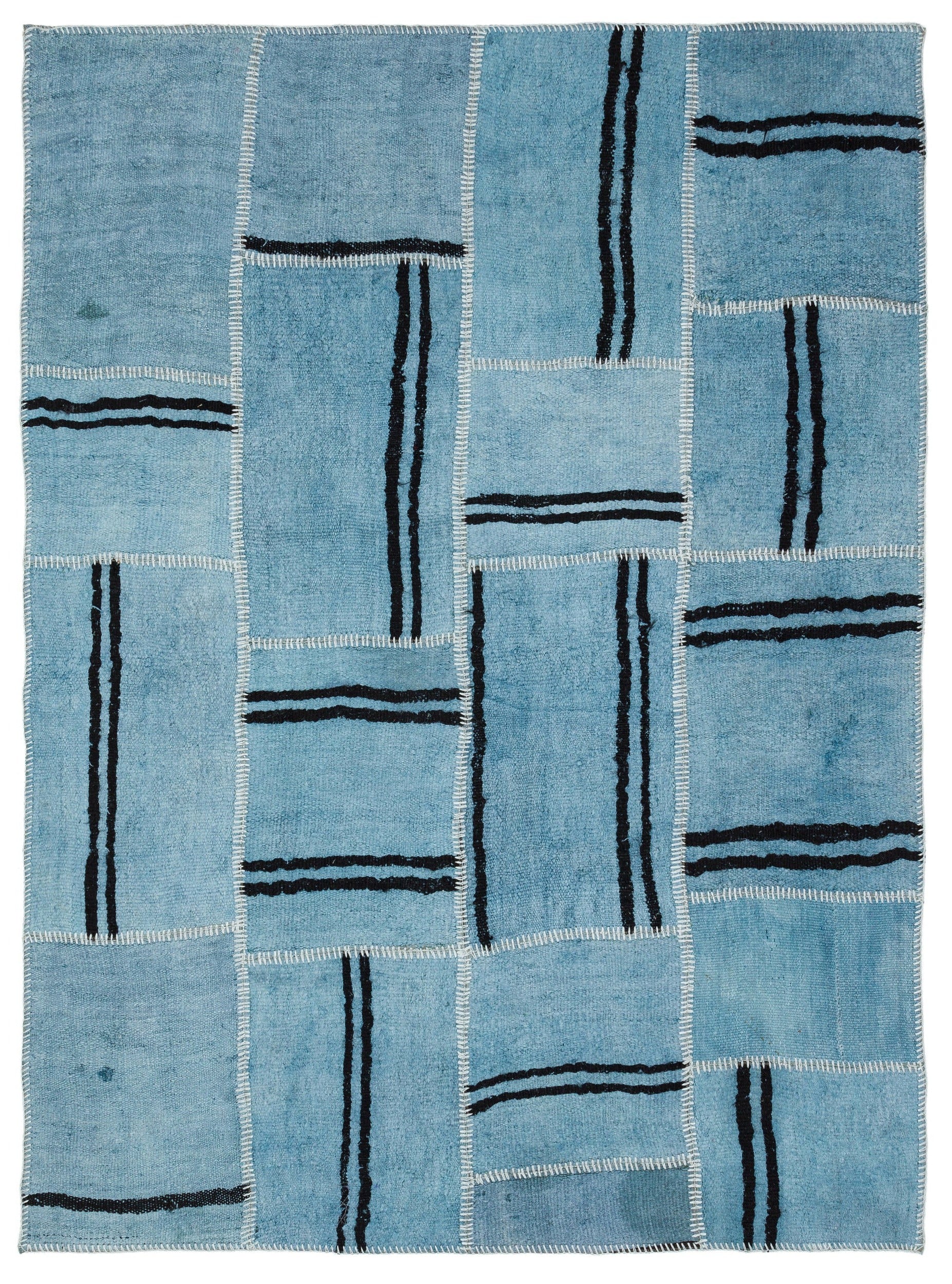 Teselya Turkuaz Patchwork Yün El Dokuma Halısı 159 x 216 Apex Unique