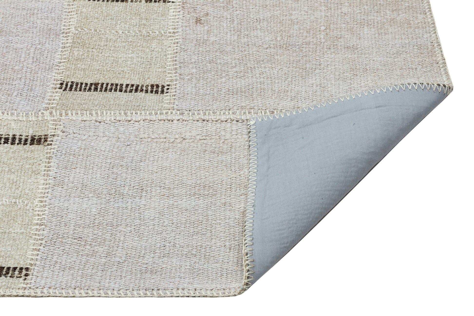 Teselya Bej Patchwork Yün El Dokuma Halısı 118 x 175 Apex Unique