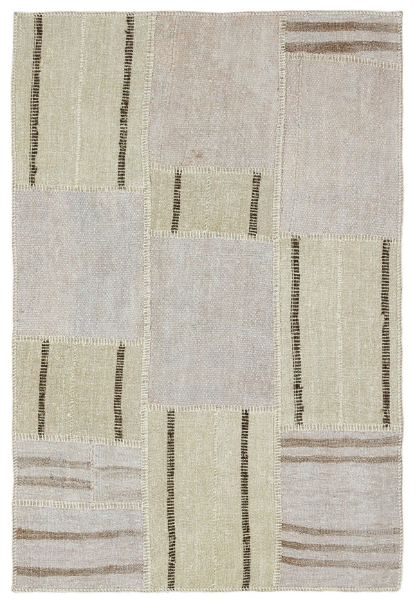 Bej Anadolu Geometrik Modern Yün Halı 118x175 - Özel Seri
