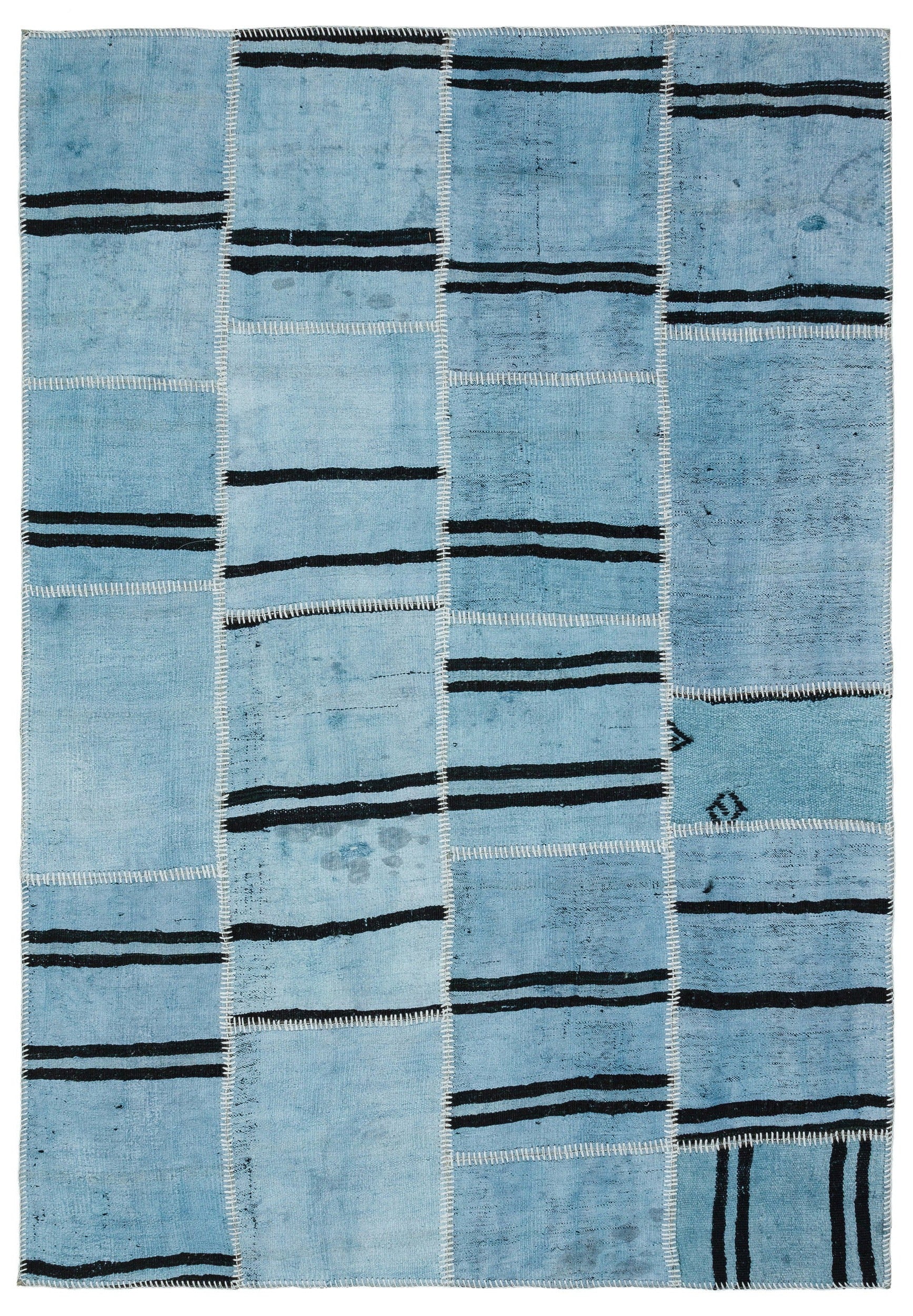 Teselya Turkuaz Patchwork Yün El Dokuma Halısı 158 x 229 Apex Unique