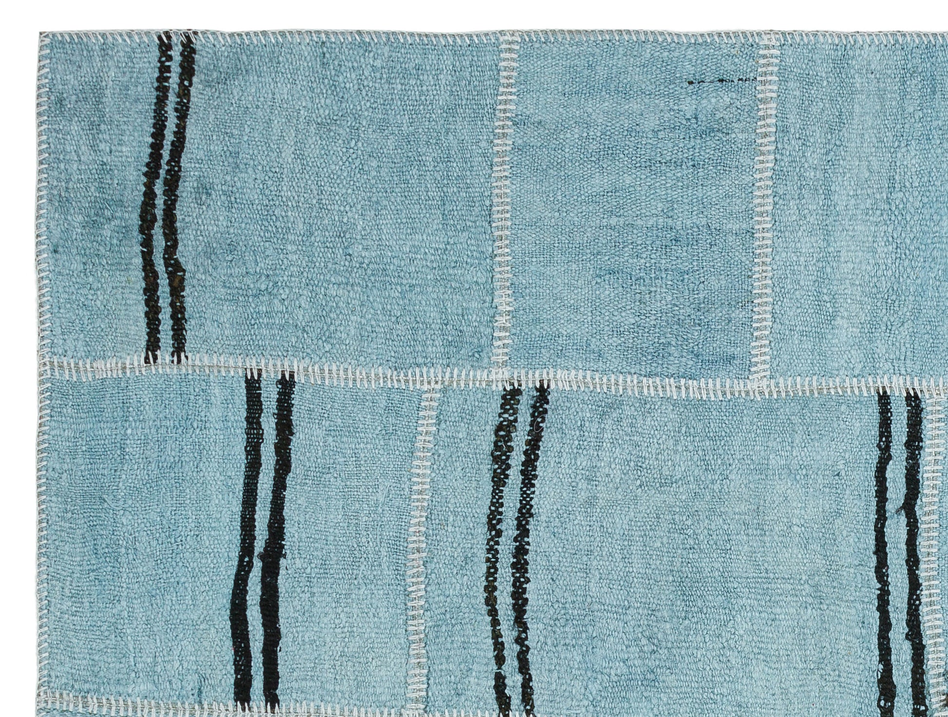 Teselya Turkuaz Patchwork Yün El Dokuma Halısı 160 x 208 Apex Unique