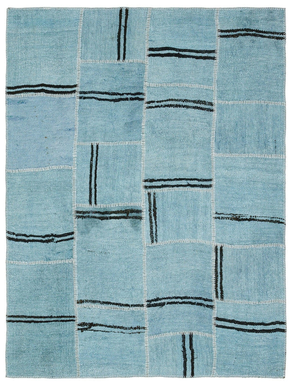 Mavi Yeşil Anadolu Geometrik Modern Yün Halı 160x208 - Özel Seri