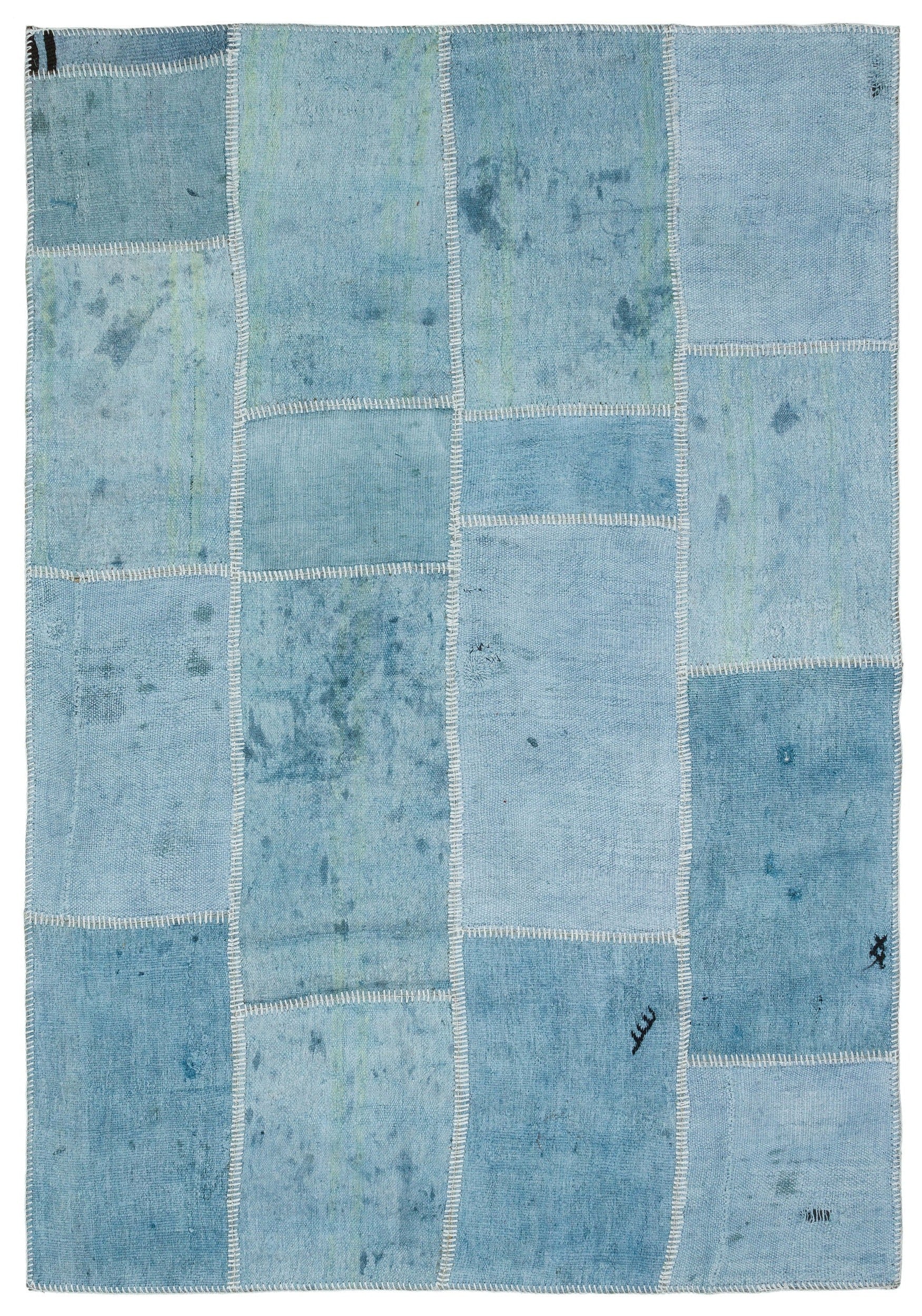 Teselya Turkuaz Patchwork Yün El Dokuma Halısı 158 x 228 Apex Unique