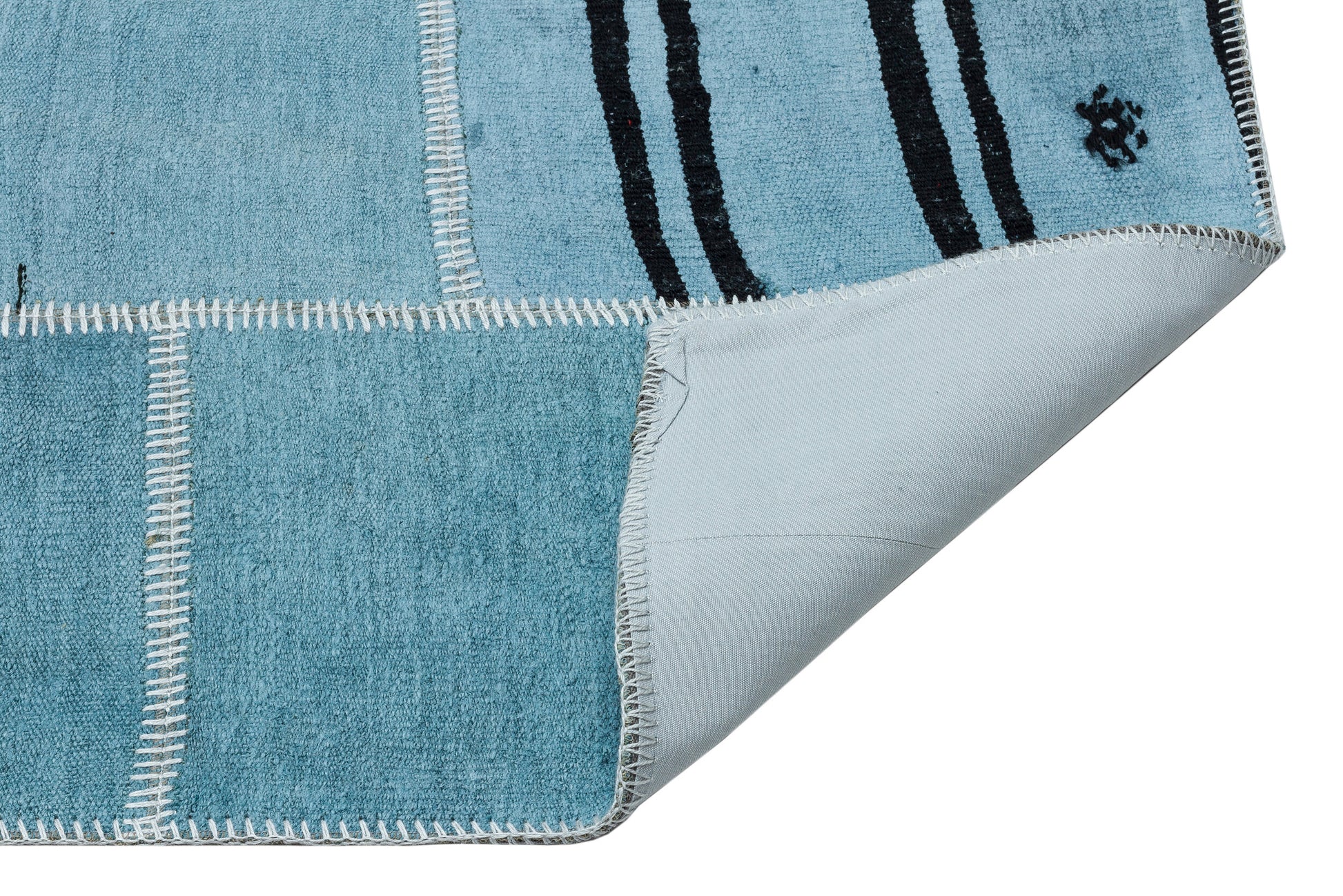 Teselya Mavi Patchwork Yün El Dokuma Halısı 159 x 227 Apex Unique