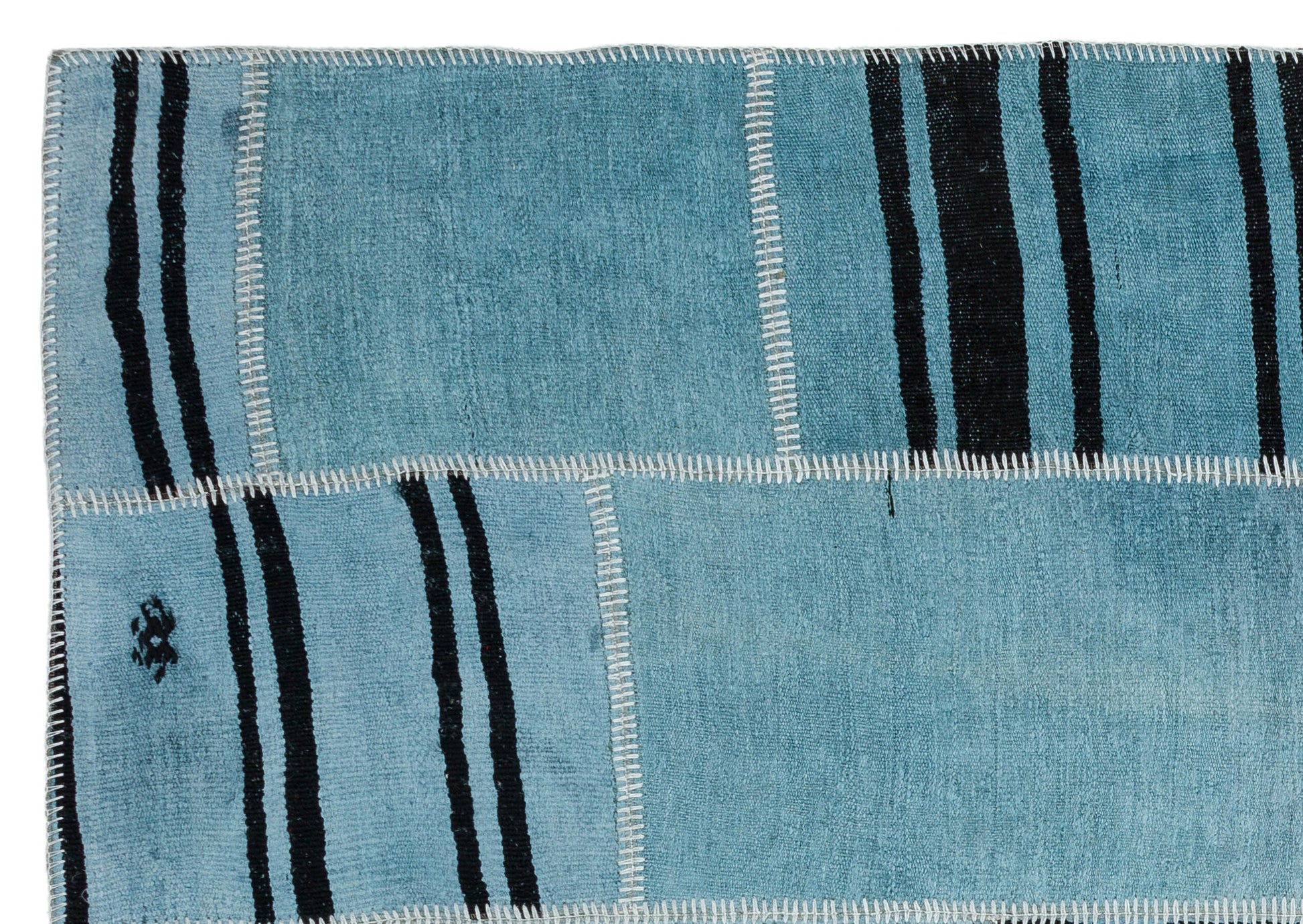 Teselya Mavi Patchwork Yün El Dokuma Halısı 159 x 227 Apex Unique