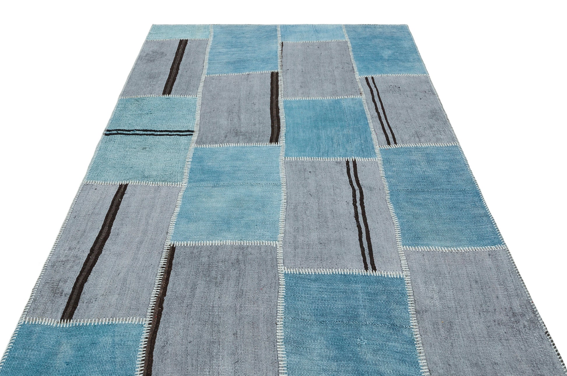 Teselya Mor Patchwork Yün El Dokuma Halısı 157 x 224 Apex Unique