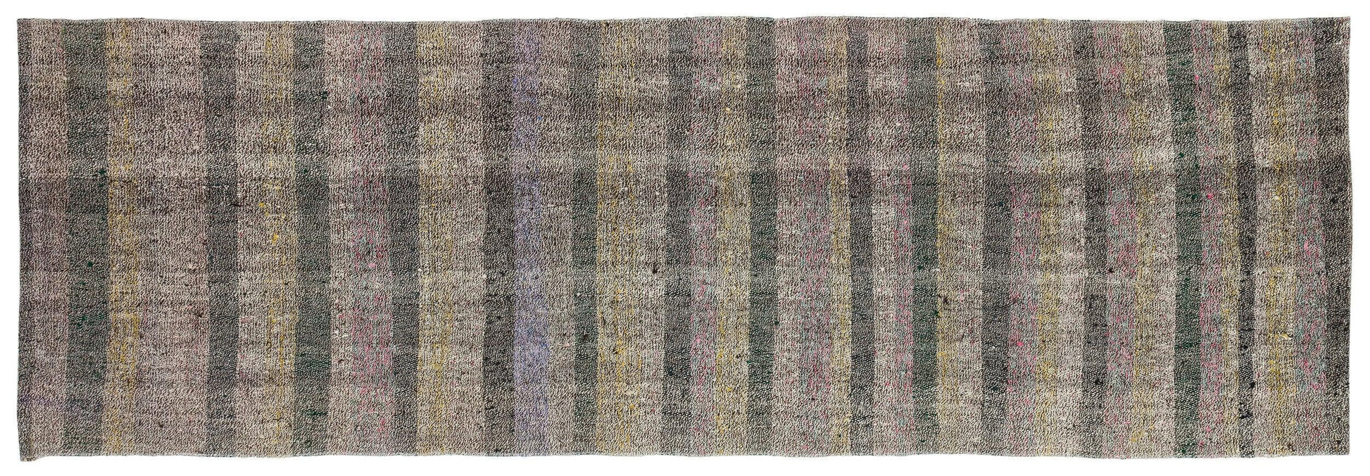 Gri Anadolu Bohem Çizgili Yün Halı 89x266 - Özel Seri