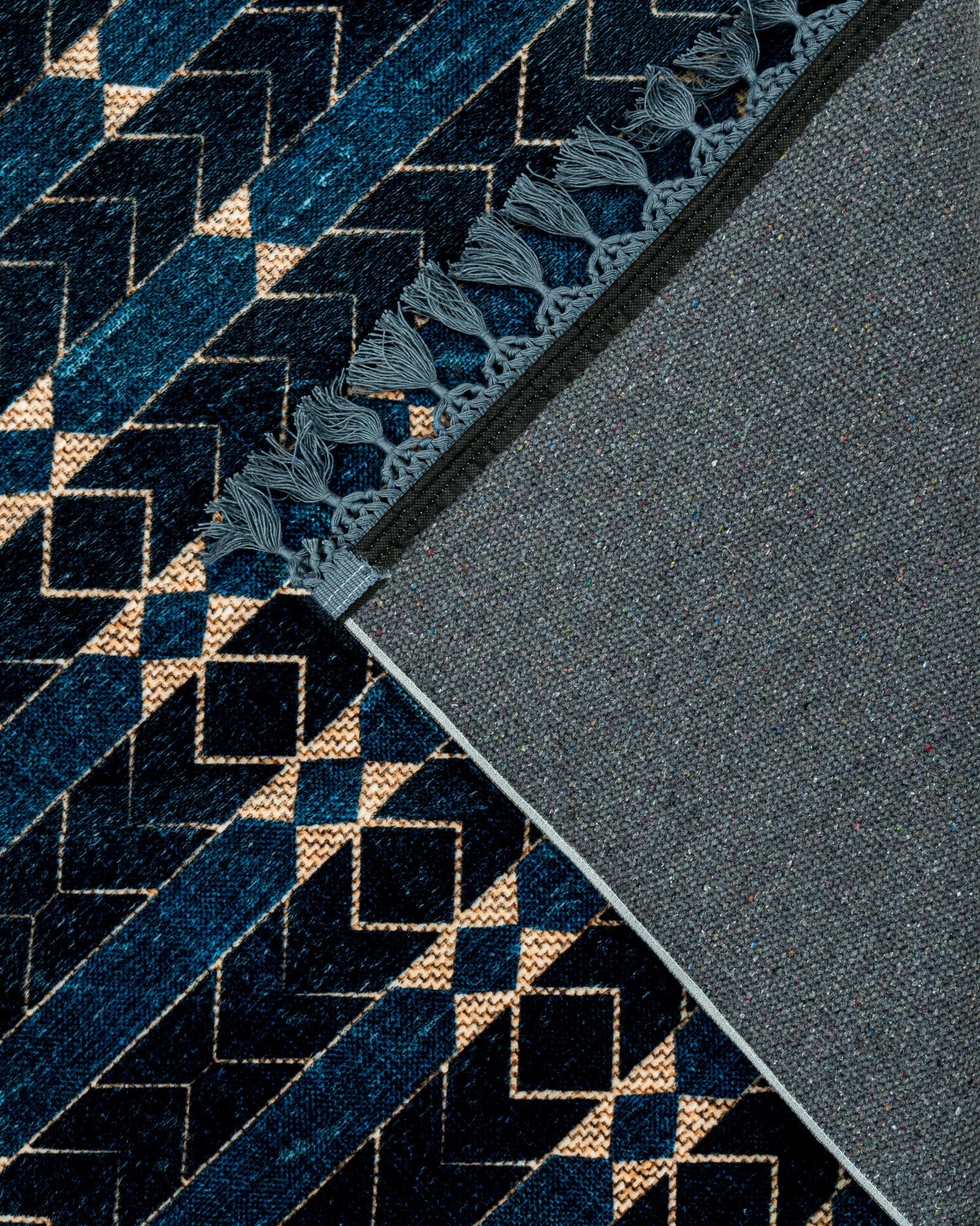 Gold Krem Bohem Etnik Triko Halı - Yıkanabilir - Kaymaz Taban - Pati Dostu