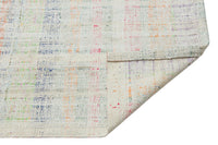 Abstract Hand-Knotted Wool Runner Rug in Ecru & Pink 78x292 cm (2'7" x 9'7")