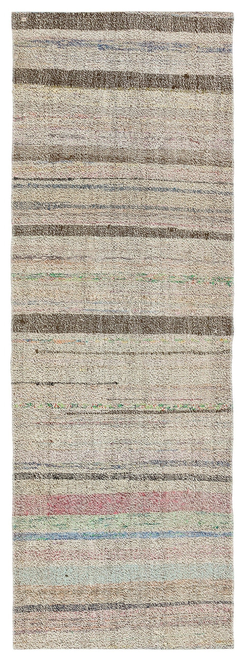 Girit Bej Çizgili Yün El Dokuma Halısı 061 x 175 Apex Unique