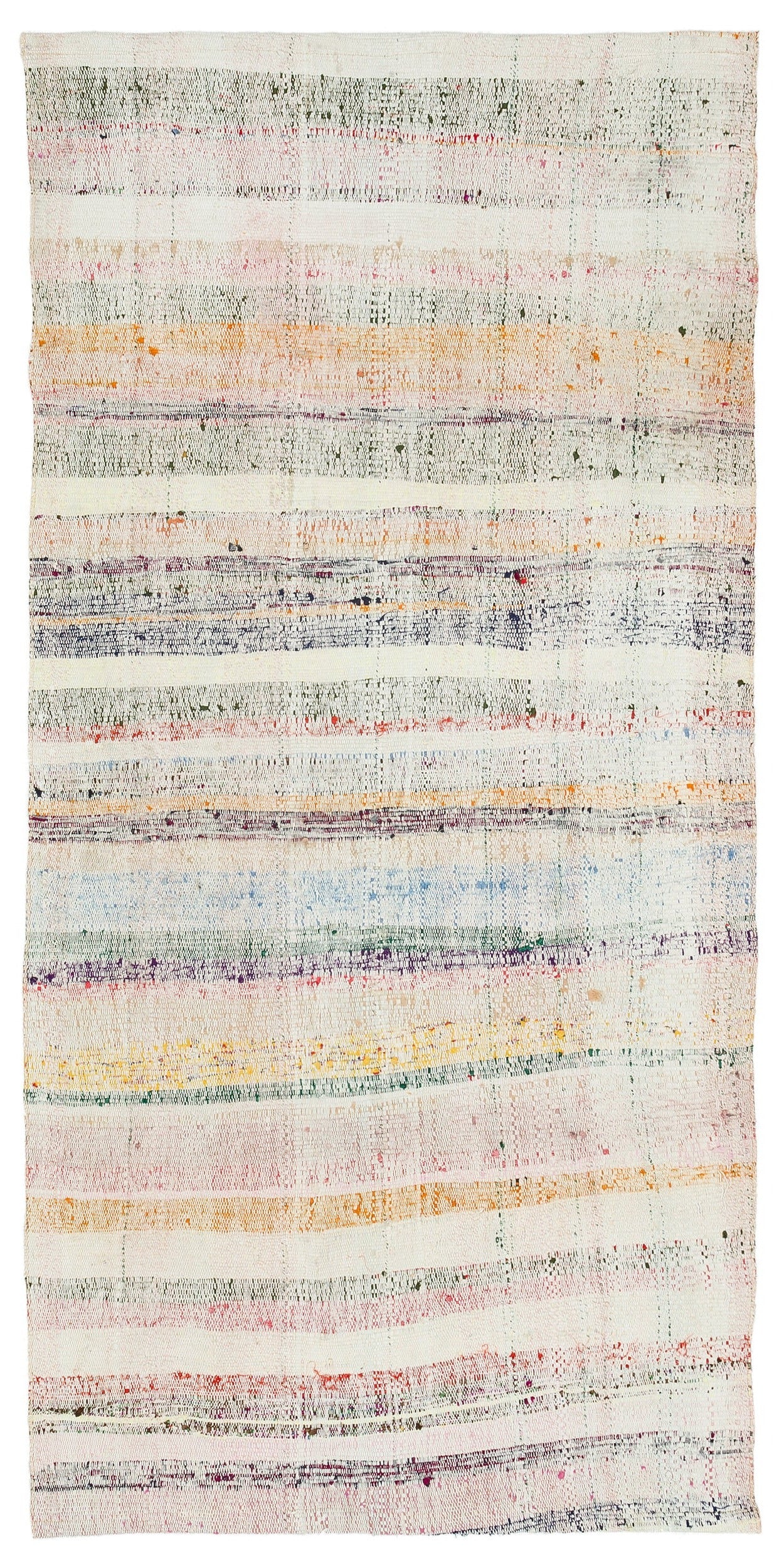 Girit Bej Çizgili Yün El Dokuma Halısı 090 x 186 Apex Unique