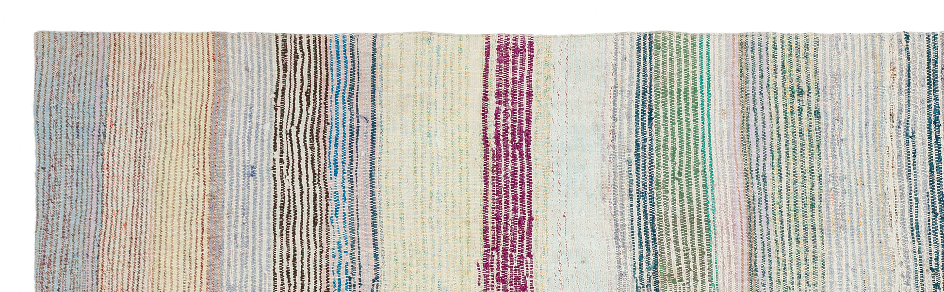 Girit Bej Çizgili Yün El Dokuma Halısı 097 x 336 Apex Unique