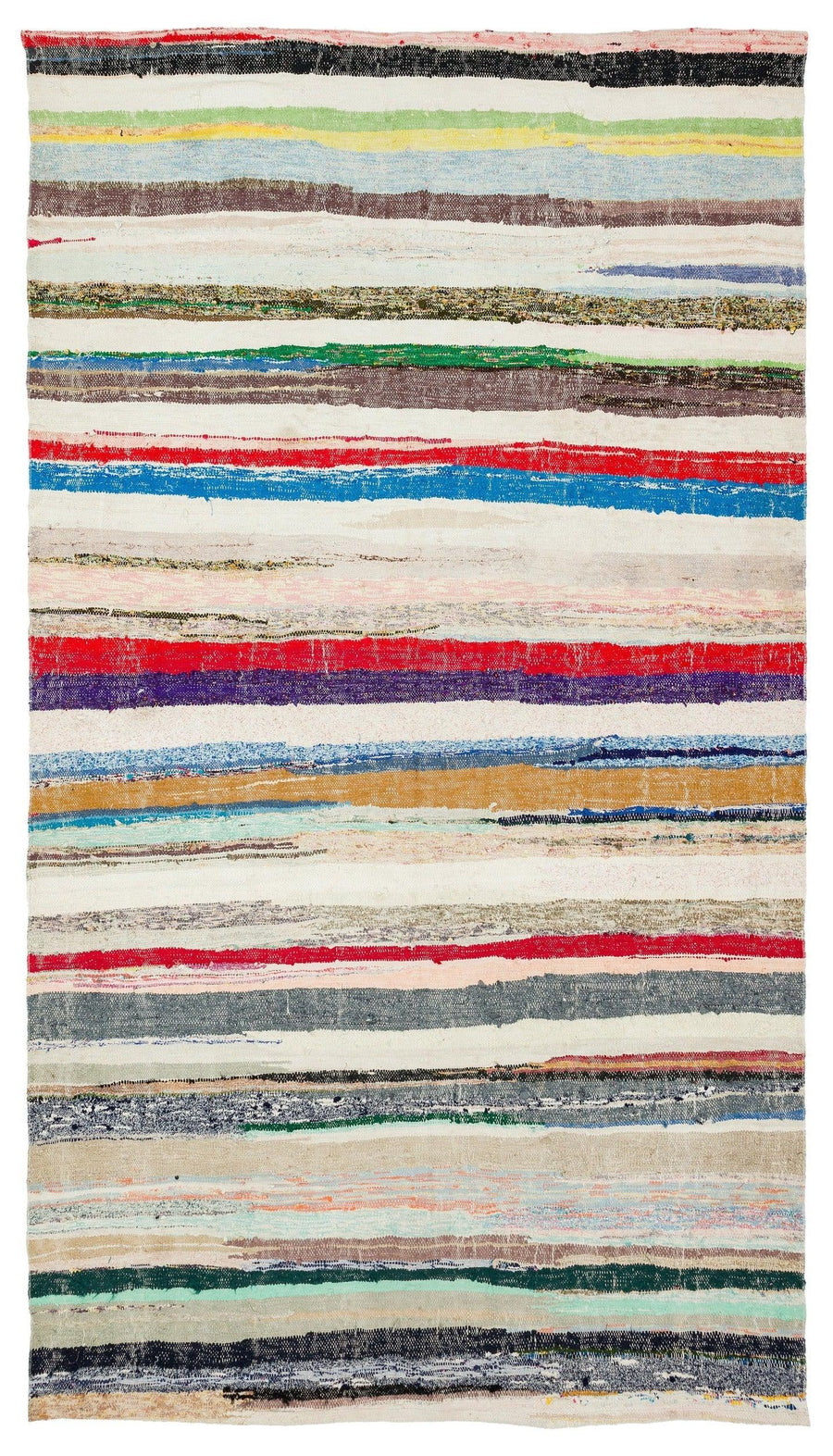 Bohem Çok Renkli El Dokuma Halı Yün Çizgili 174x309 cm 37054 – Koridor kullanımı