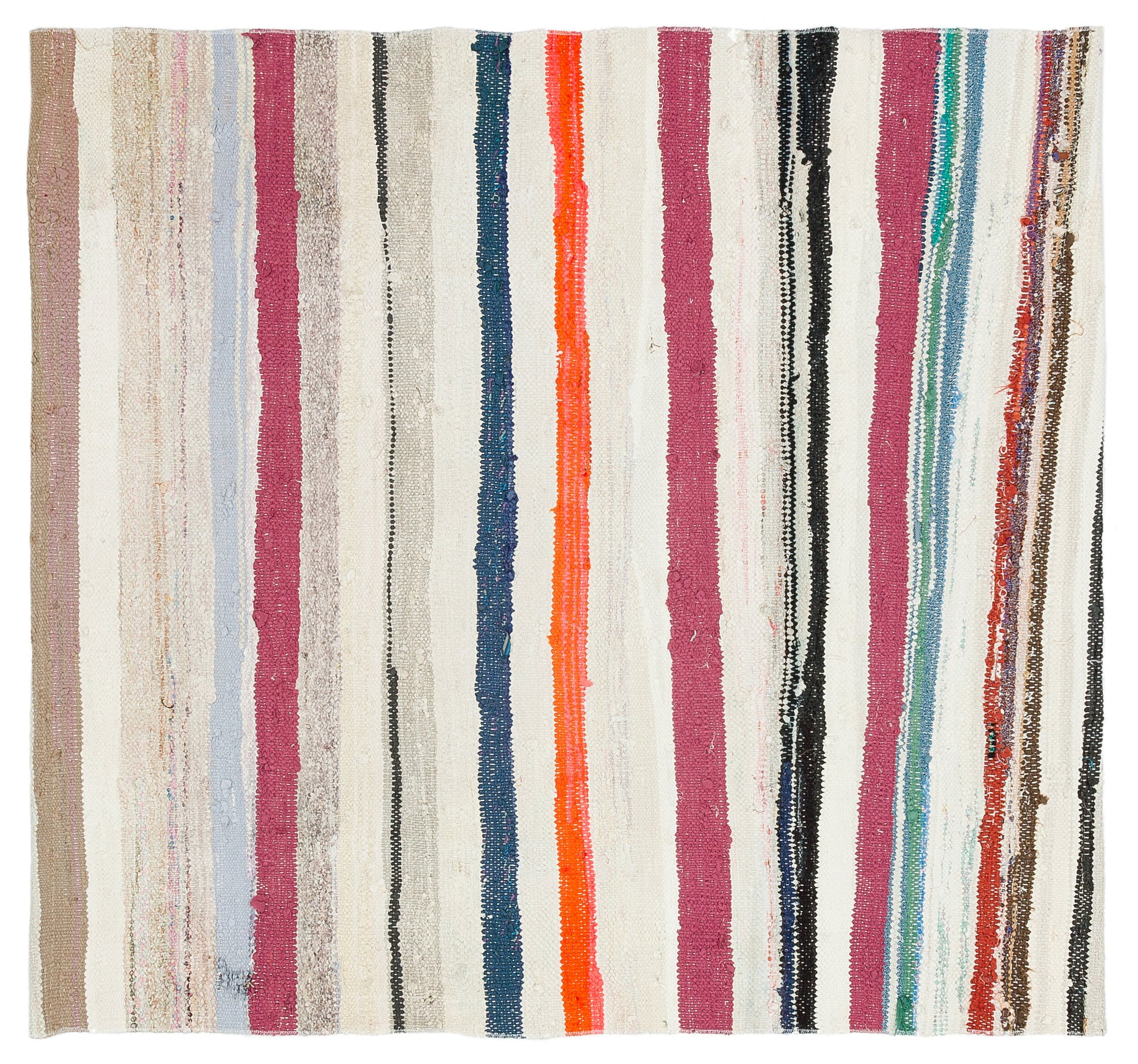 Girit Bej Çizgili Yün El Dokuma Halısı 113 x 118 Apex Unique