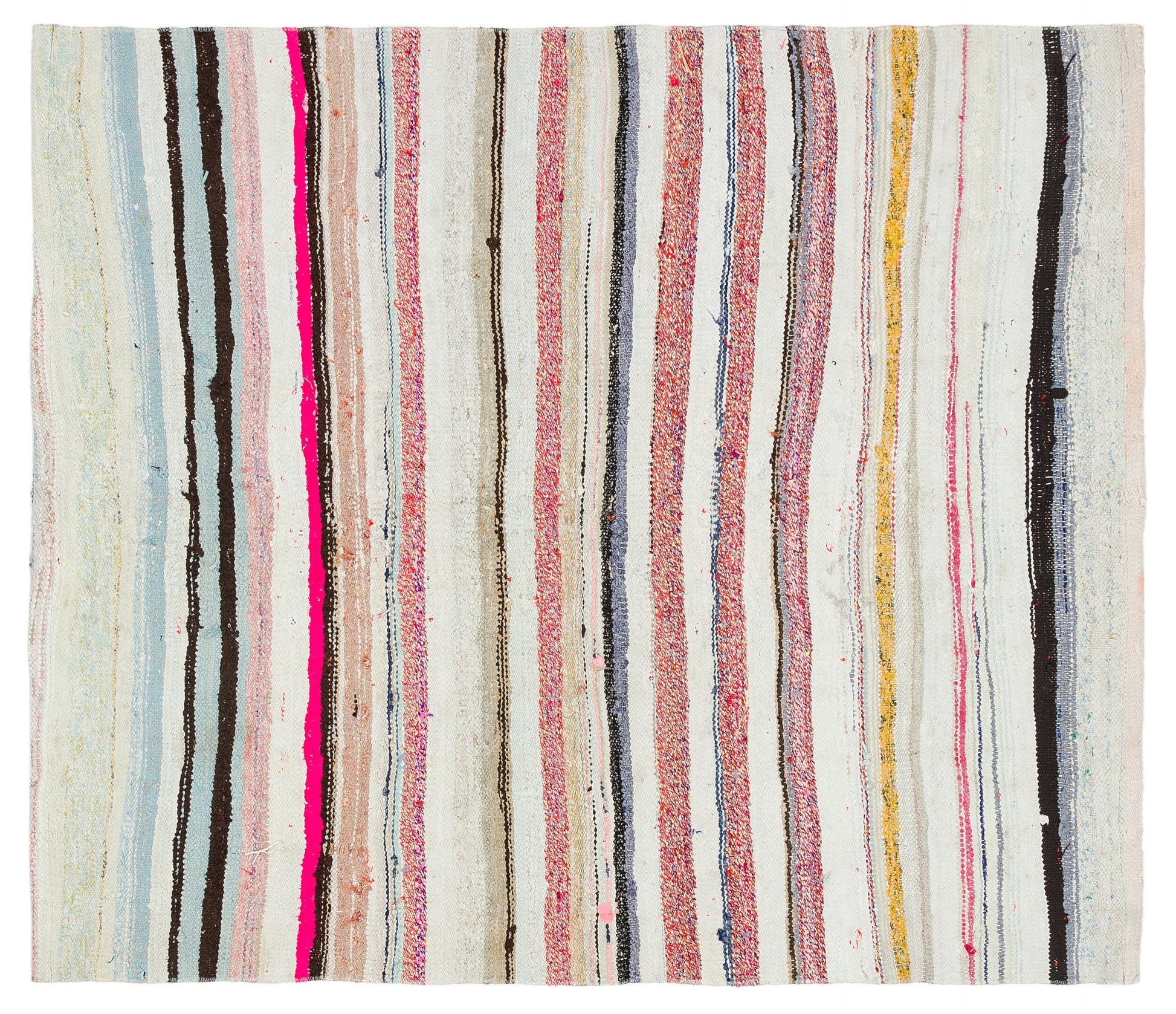 Girit Bej Çizgili Yün El Dokuma Halısı 129 x 150 Apex Unique