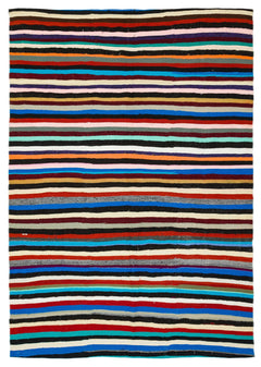 Girit Bej Çizgili Yün El Dokuma Halısı 196 x 281 Apex Unique