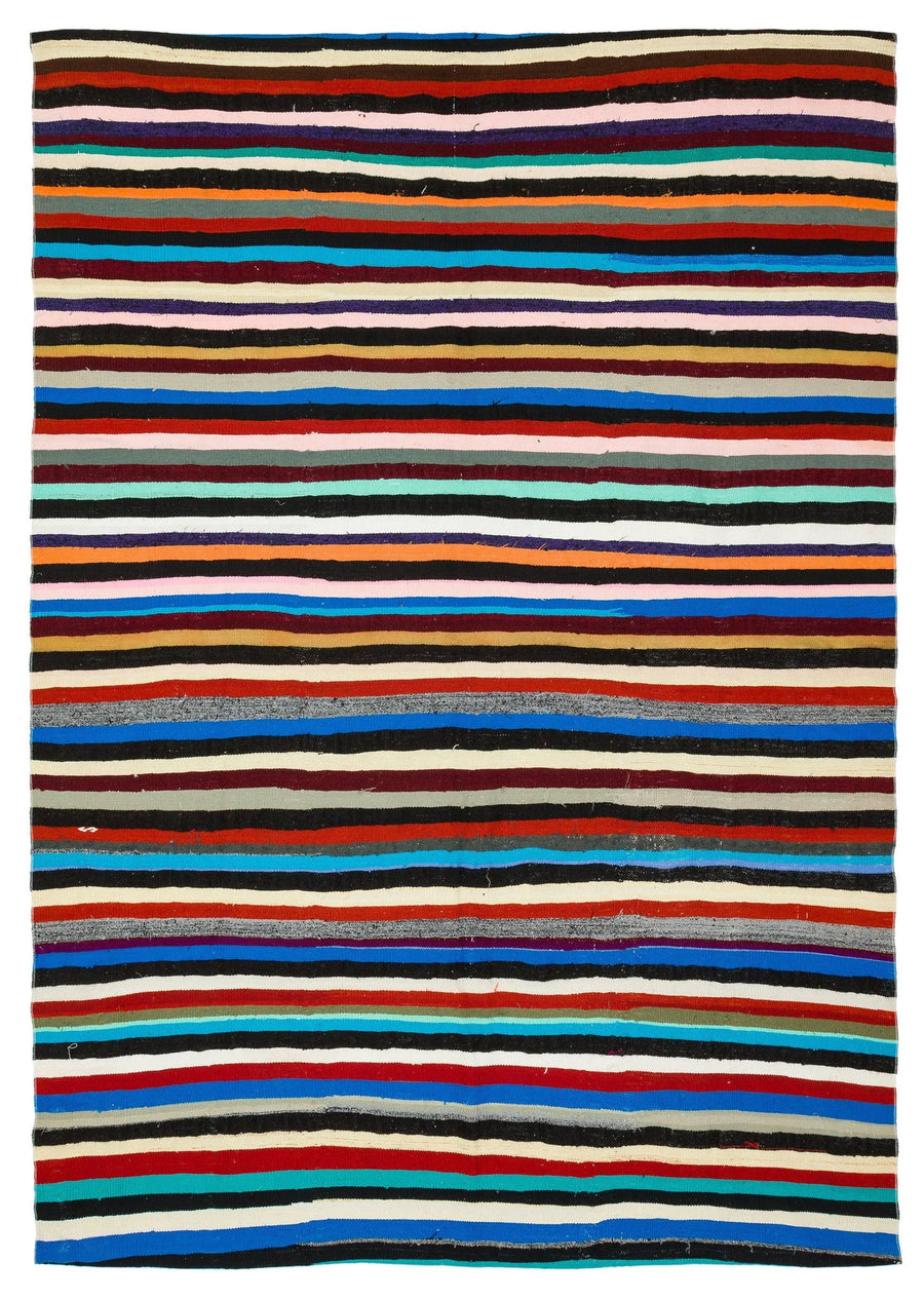 Mehrfarbiger moderner Wollteppich mit Streifen 196x281 cm – im Flur