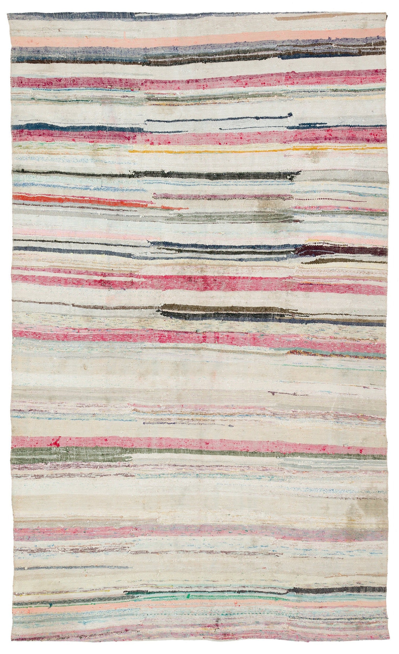 Girit Bej Çizgili Yün El Dokuma Halısı 165 x 275 Apex Unique