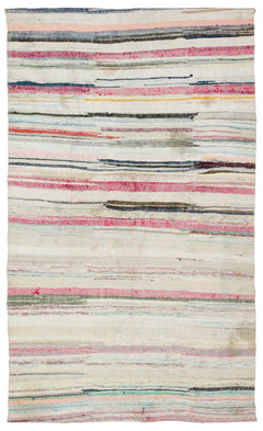 Girit Bej Çizgili Yün El Dokuma Halısı 165 x 275 Apex Unique