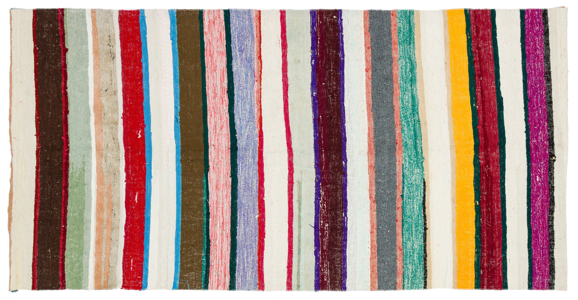 Girit Bej Çizgili Yün El Dokuma Halısı 144 x 282 Apex Unique